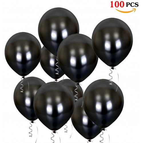 Set da 100 Palloncini neri da 30 cm in lattice, per feste a tema