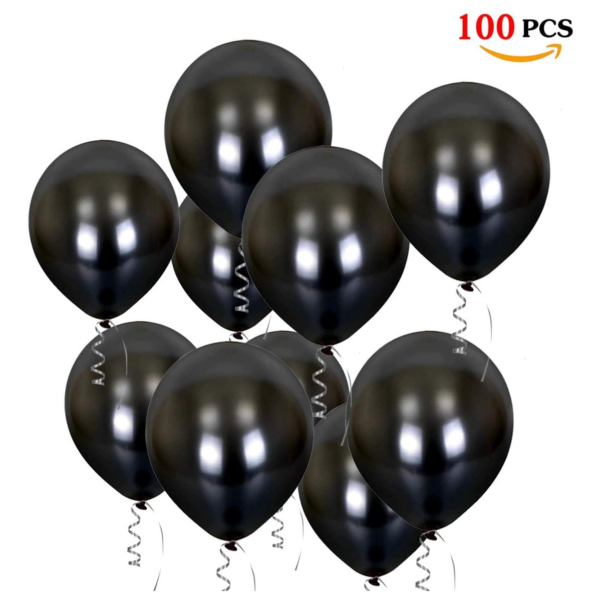 Set da 100 Palloncini neri da 30 cm in lattice, per feste a tema