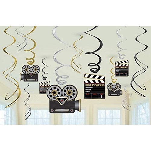 Set festoni a spirale tema Hollywood, accessori per feste a tema