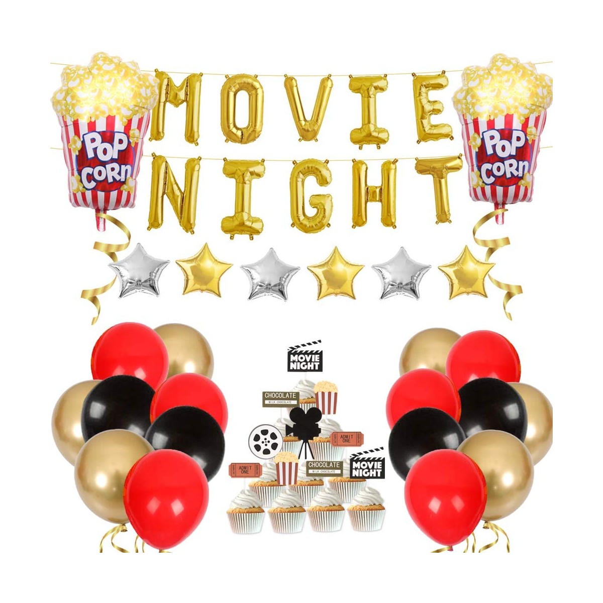 Set decorazioni con palloncini Movie Night, per feste a tema