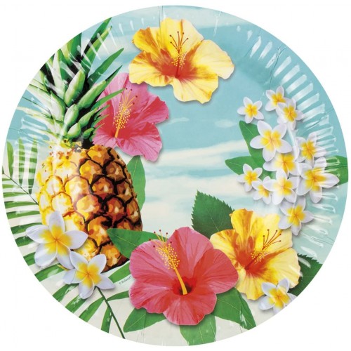 Set da 6 Piatti Paradise da 23 cm per feste Hawaiane