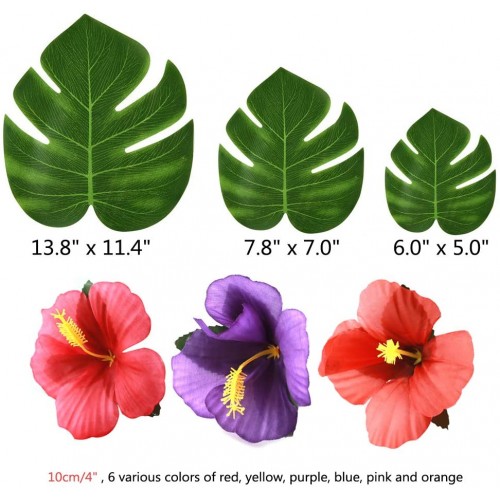 Fiori di Ibisco paglie di Frutta Colorate e coprivastini per Decorazioni per Feste Luau FEPITO 184 PCS Decorazioni per Feste hawaiane Tropicali con Foglie di Palma Tropicale selezioni per ombrelli 