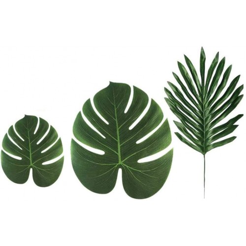 Set da 36 foglie di palma tropicali in PVC, artificiali