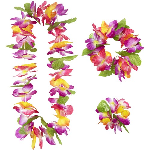 Set Hawaiano collana, bracciale e corona, per feste in spiaggia