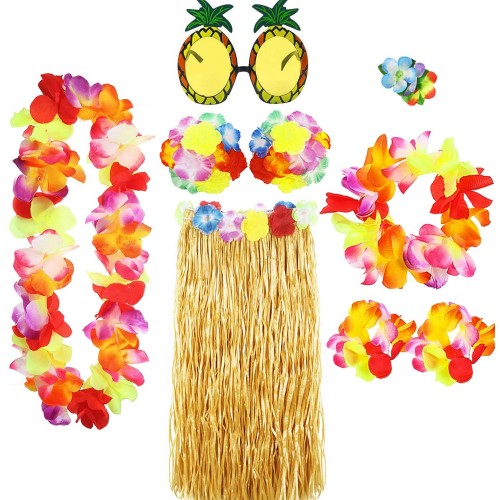 Costume Hawaiano con 8 Pezzi , tema tropicale