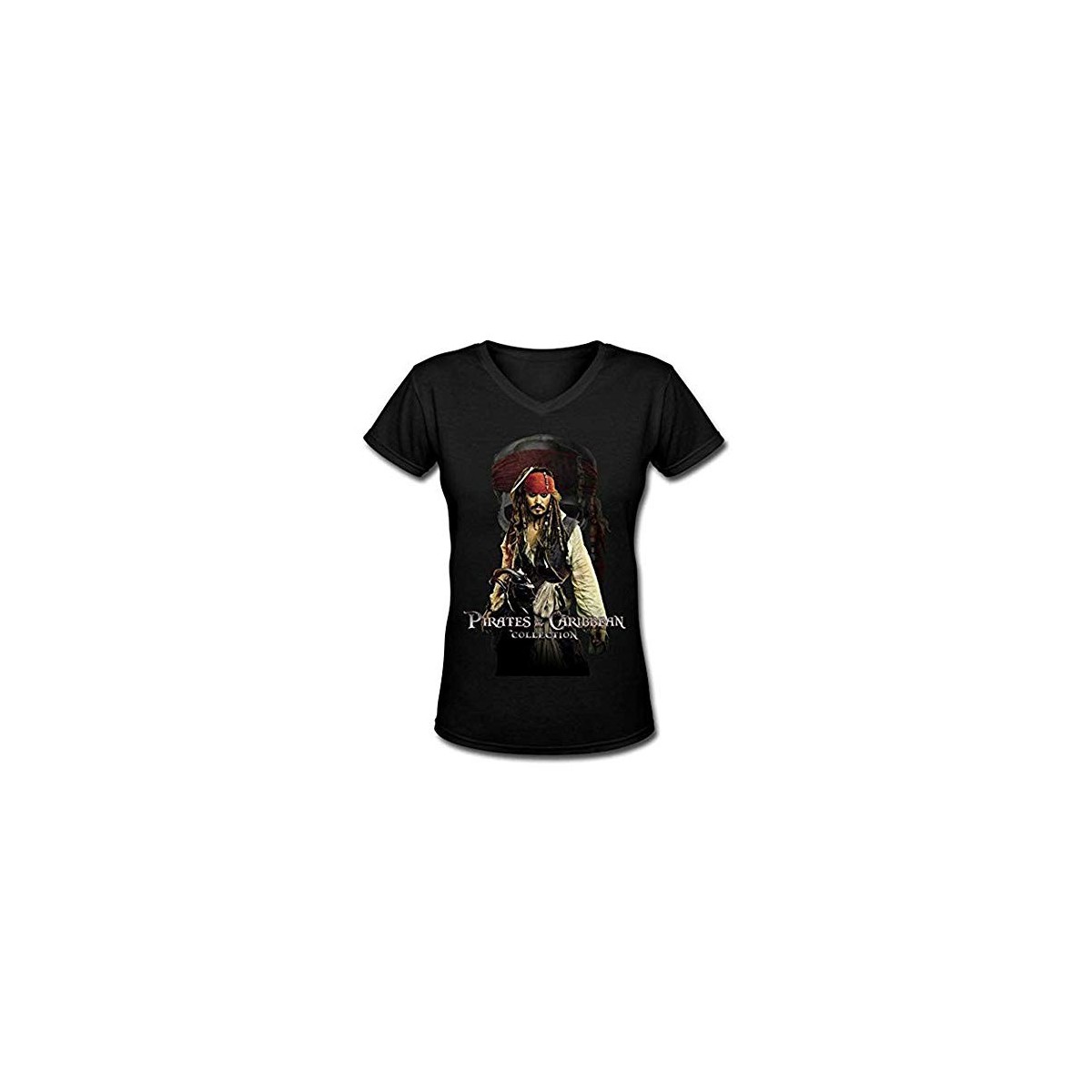 T-Shirt da donna, Pirati dei Caraibi, Johnny Depp, in cotone, collo a V