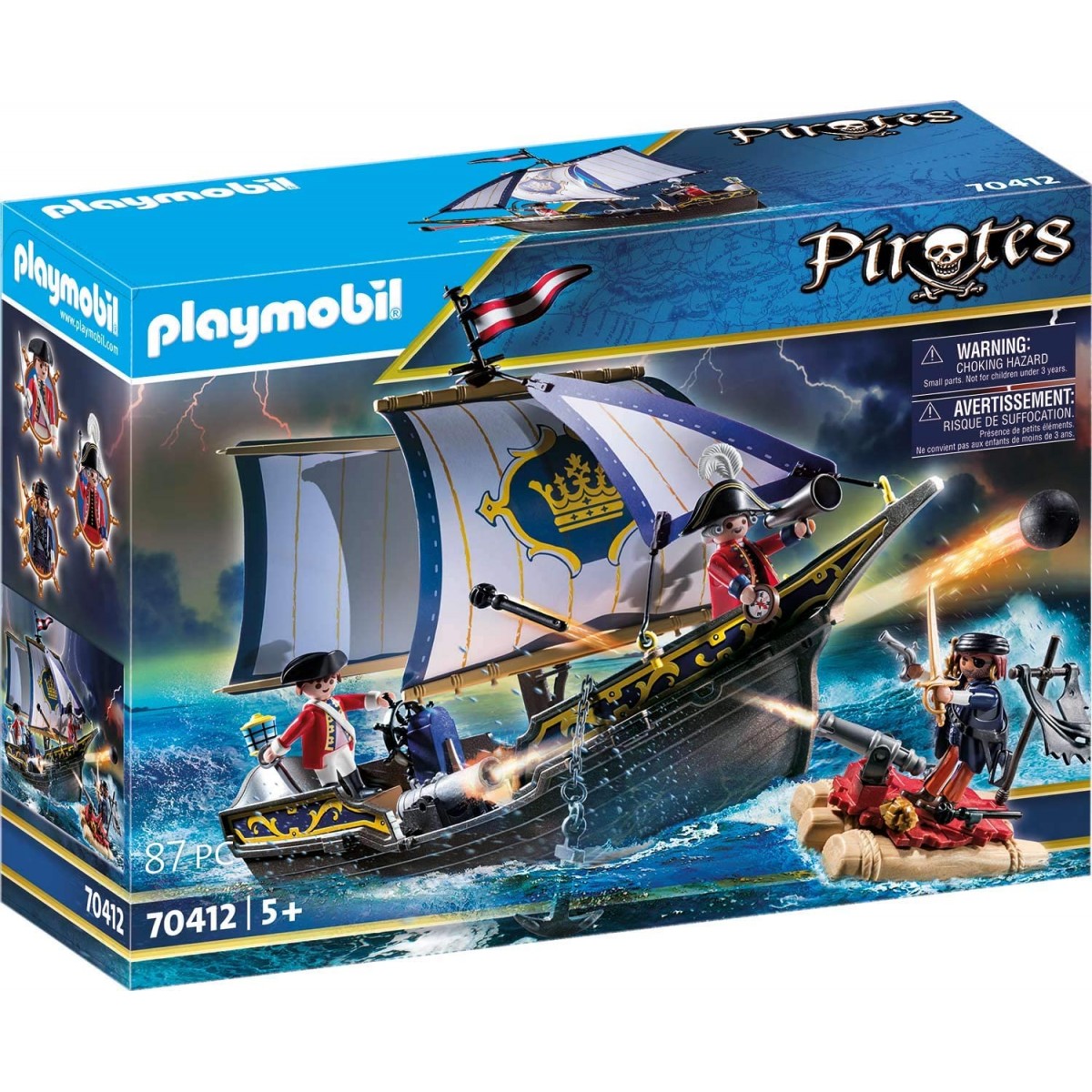 Playmobil - Nave della Marina Reale e zattera dei pirati