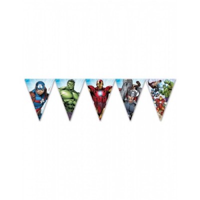 AMSCAN Festone Bandierine Tema Avengers Per Addobbi e Decorazioni Compleanno-2,6 mt, Multicolore, PRS87971