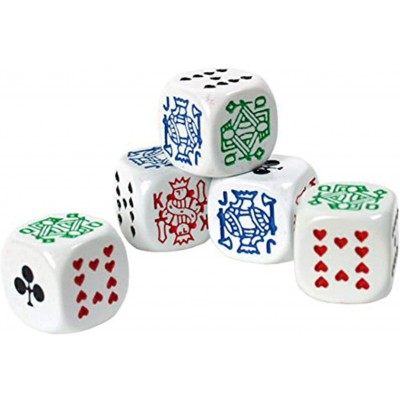Set da 5 dadi da Poker professionali, da 16 mm