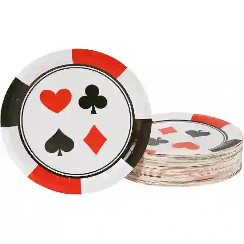 Set da 80 piatti tema Poker per feste, da 23 cm, in cartoncino