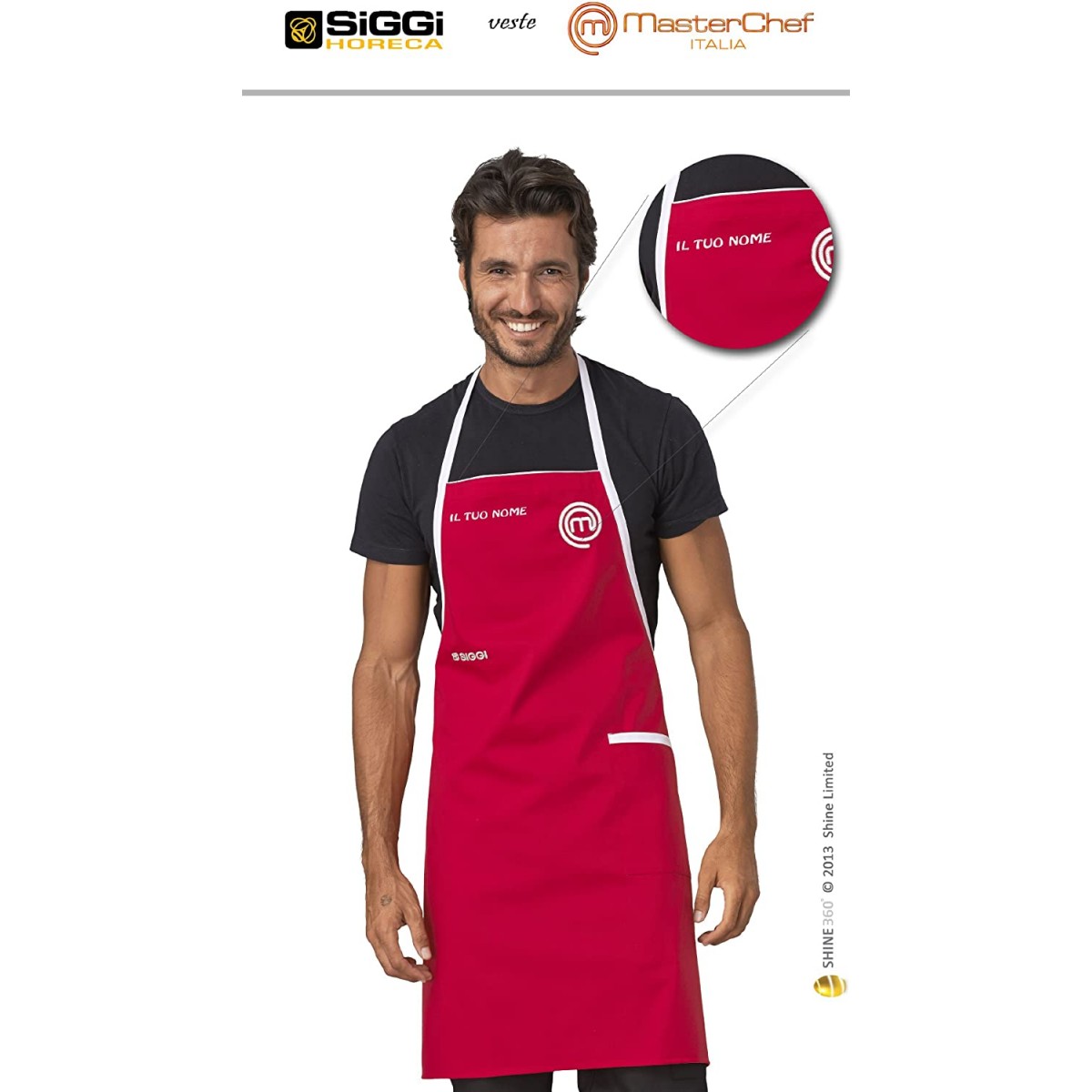 Grembiule da cucina Masterchef, personalizzabile, rosso, unisex