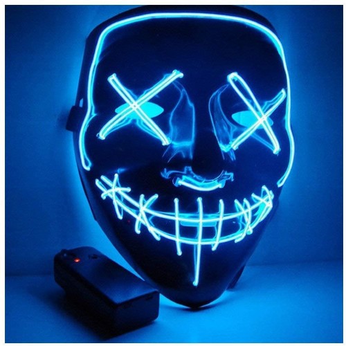 Maschera a LED fluo blu, accessorio per feste a tema