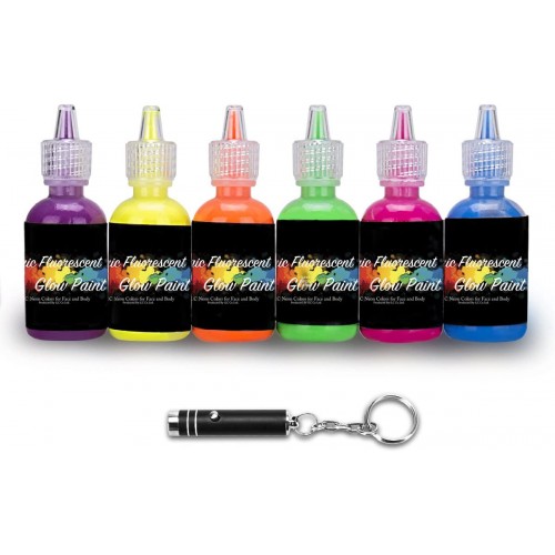 Kit da 6 bottiglie da 20ml di vernice fluorescente per corpo