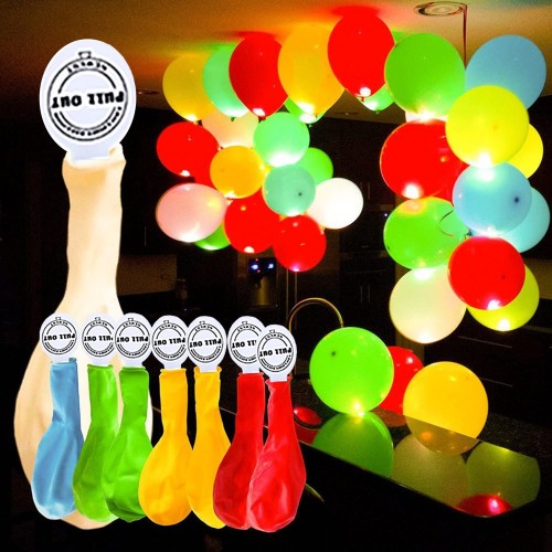 Set 50 palloncini a led, luminosi, da 30 cm, fluo party e feste a tema