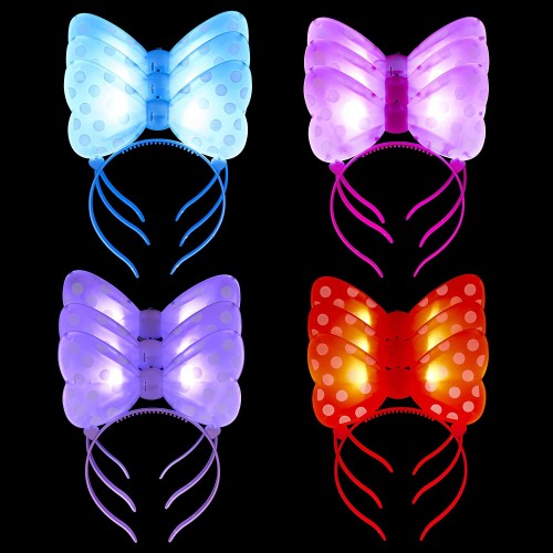 Set da 12 Cerchietti con orecchie a LED, luminosi, Glow Party