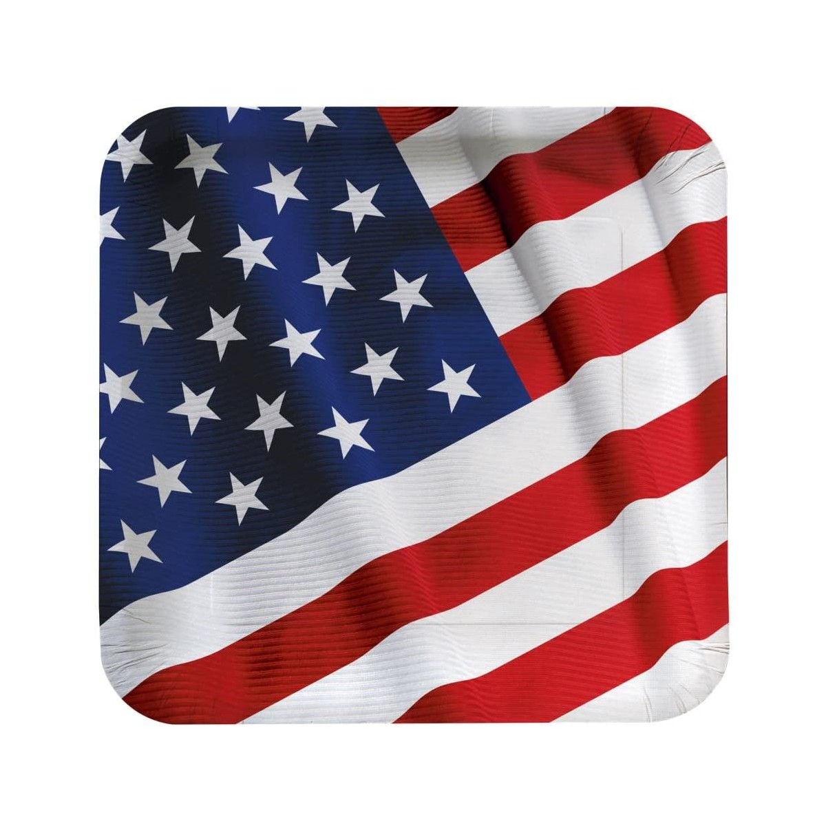 Kit da 18 Piatti Quadrati USA, Bandiera Americana