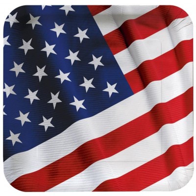 Kit da 18 Piatti Quadrati USA, Bandiera Americana