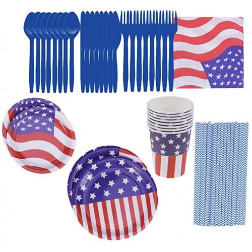 Kit per 8 persone festa USA, bandiera Americana