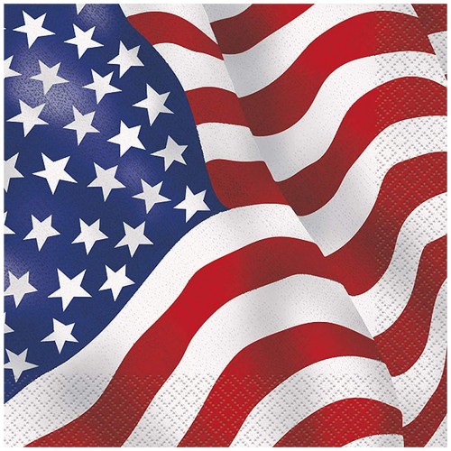 Conf. da 16 Tovaglioli USA, bandiera americana, per feste a tema