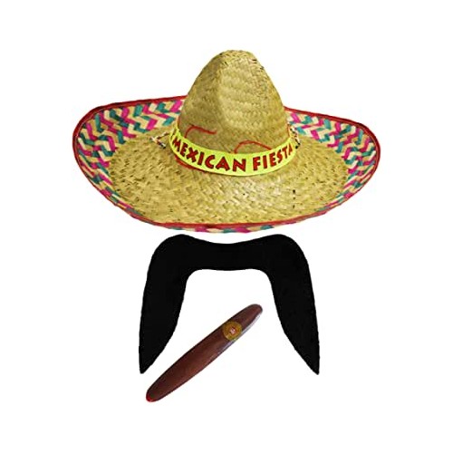 Set costume messicano con sombrero, baffi e sigaro