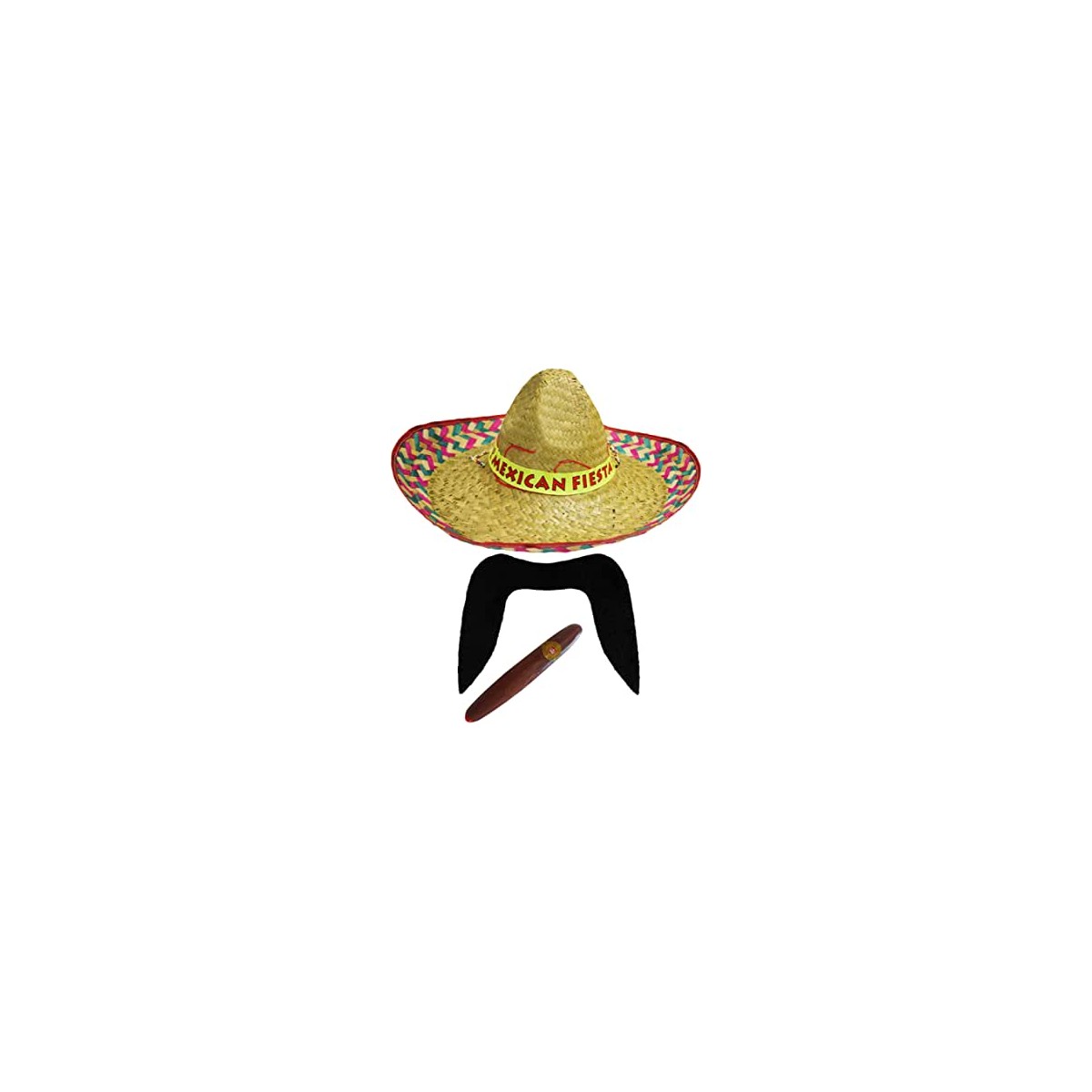 Set costume messicano con sombrero, baffi e sigaro