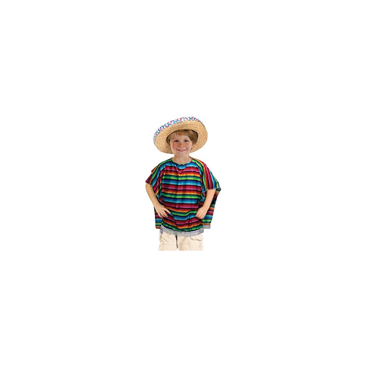 Poncho messicano, costume unisex, taglia unica per bambini