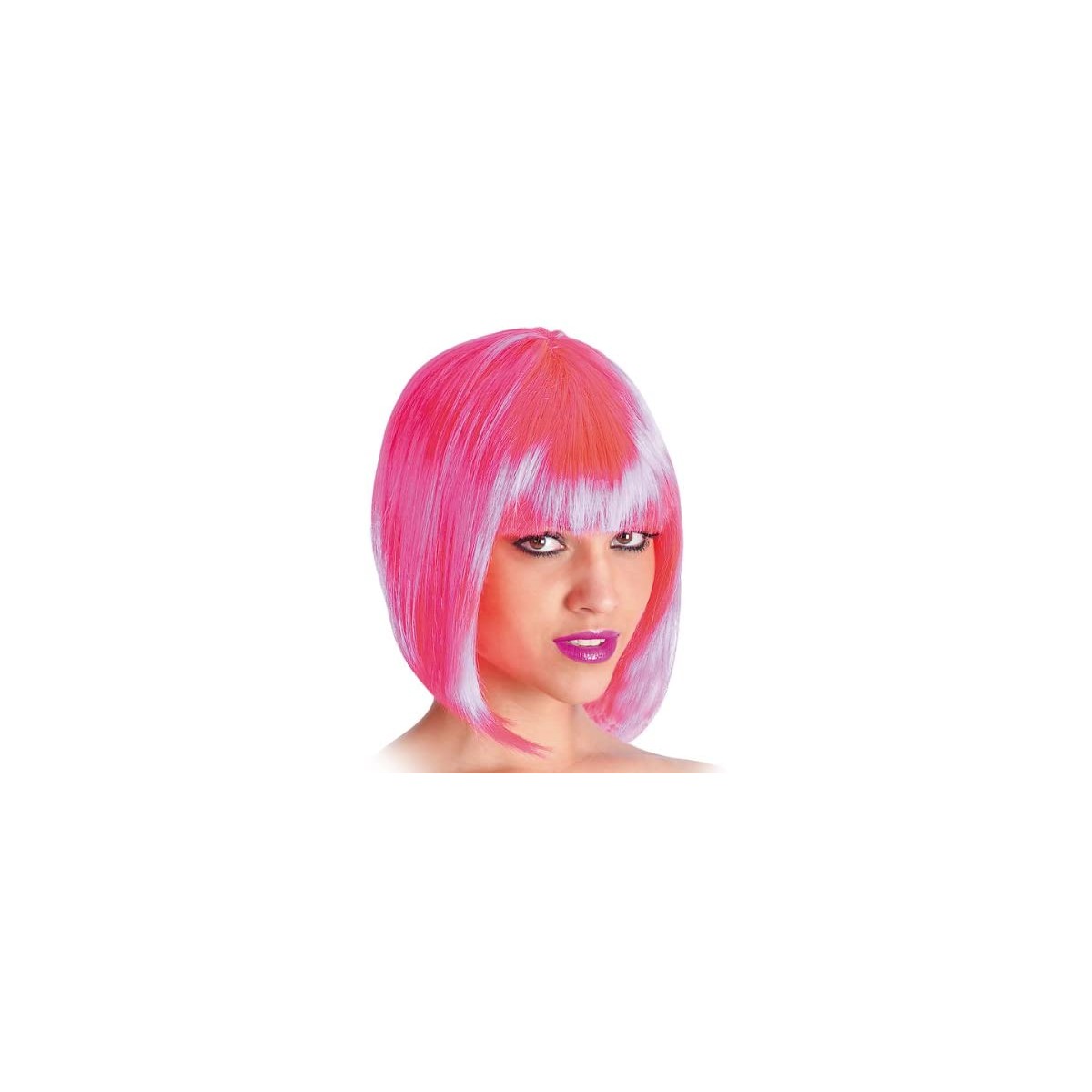 Parrucca rosa da Pin Up con frangetta, travestimento anni 50
