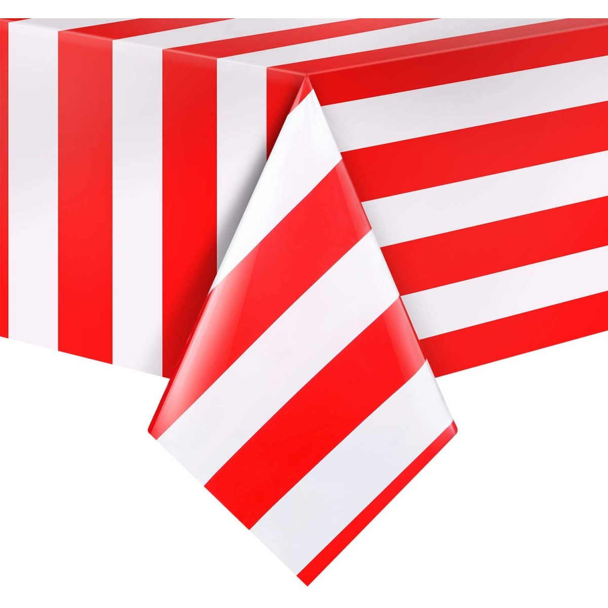 Set da 3 tovaglie a strisce rosse e bianche, in PVC, per feste