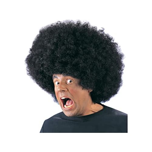 Parrucca afro nera, anni 70, per adulti, taglia unica
