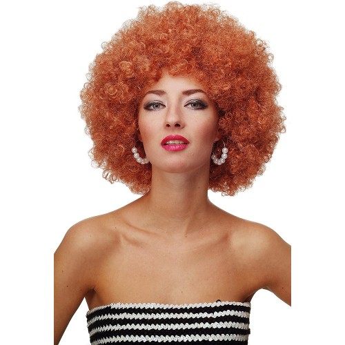 Parrucca Afro Anni 70 colore rosso rame, hippie, disco music