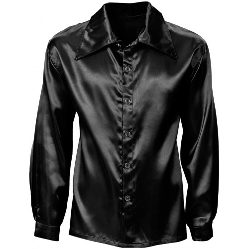 Camicia nera Disco Anni 70 in raso
