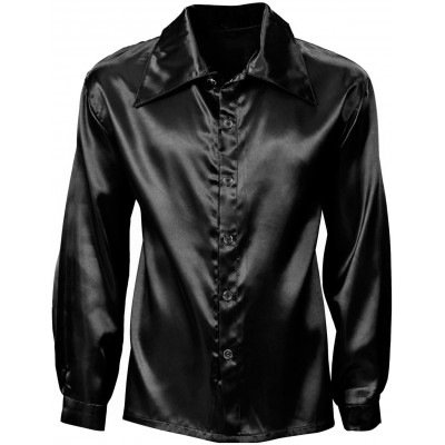 Camicia nera Disco Anni 70 in raso