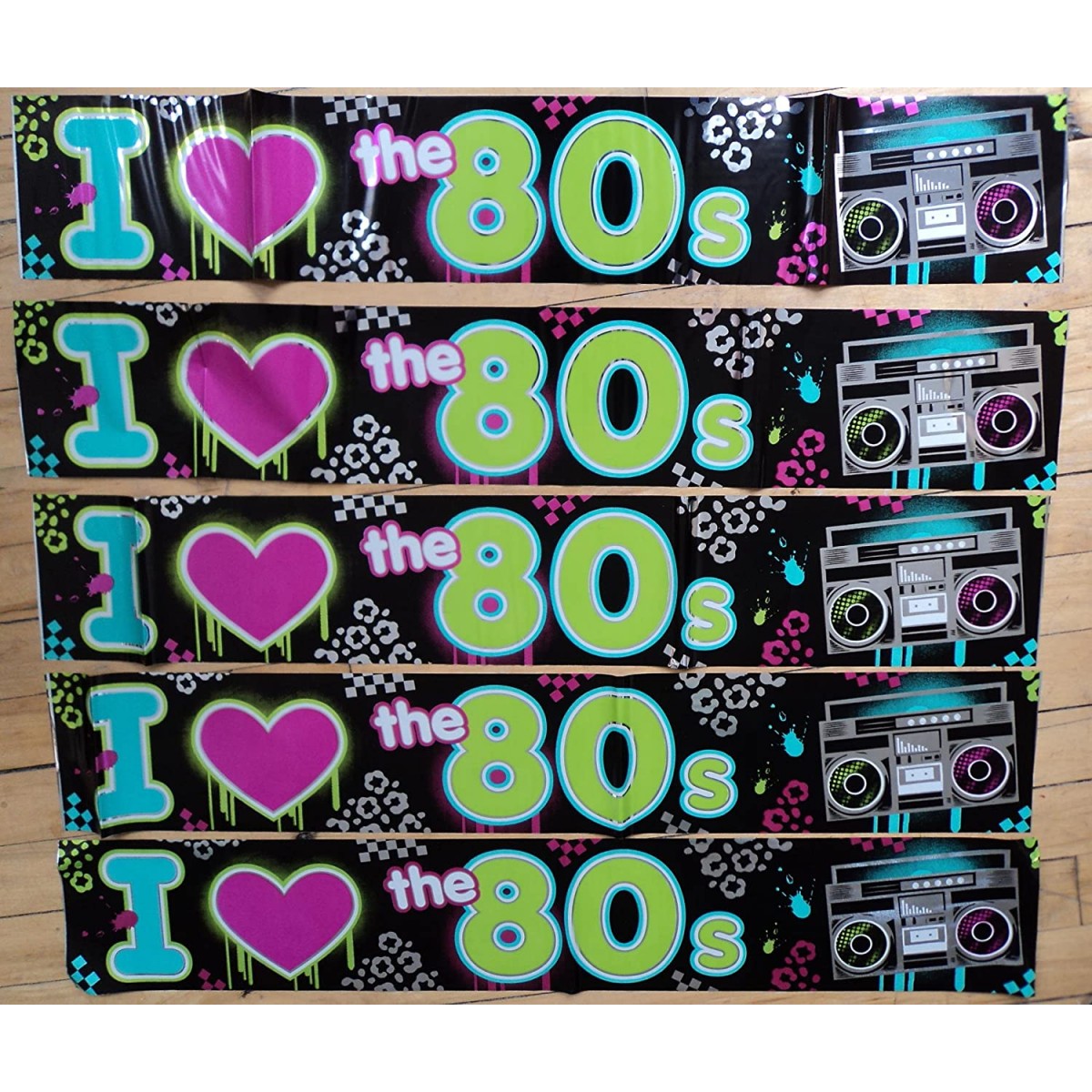 Set da 10 Banner I Love 80s, feste anni 80, da 7.6 metri