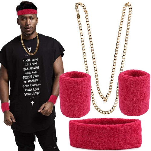 Set accessori Hip Hop Rapper anni 80, per travestimenti