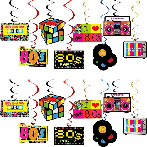 36 Pcs Spirali Colorati da Appendere Anni '80 Decorazioni da Soffitto per Feste a Tema Anni '80 Turbinii Sospesi per Feste Retrò Decorazioni 
