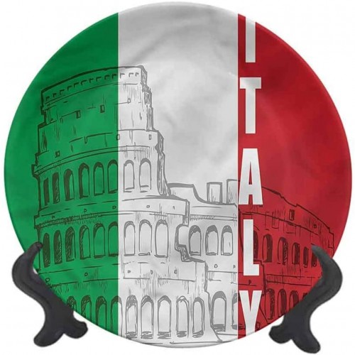 Piatto in porcellana con bandiera italiana, da 15 cm, arredo casa