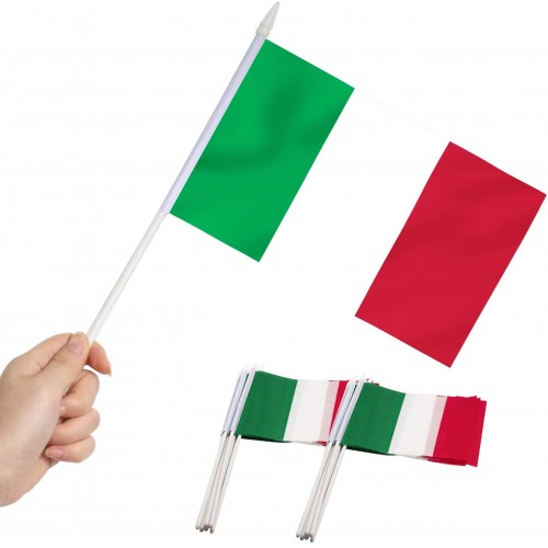 Set da 12 Mini Bandiera Italiana con asta, accessorio per feste