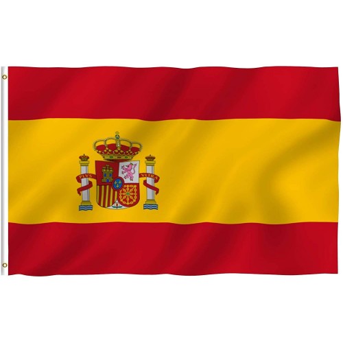 Bandiera Spagna da 150 x 90 cm, con stemma, in poliestere