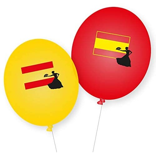 Set da 8 palloncini della Spagna, gialli e rossi, con stemma, per feste