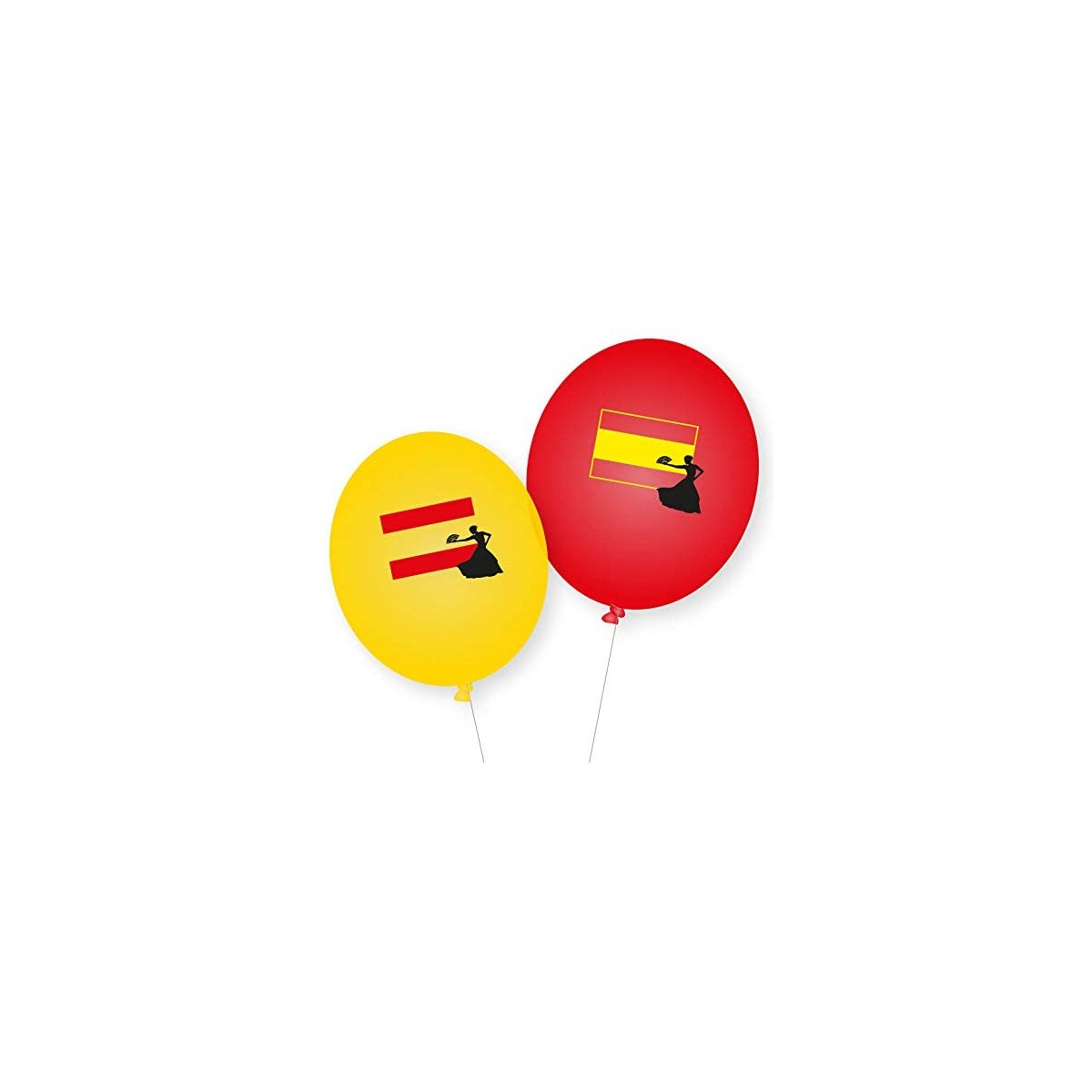 Set da 8 palloncini della Spagna, gialli e rossi, con stemma, per feste