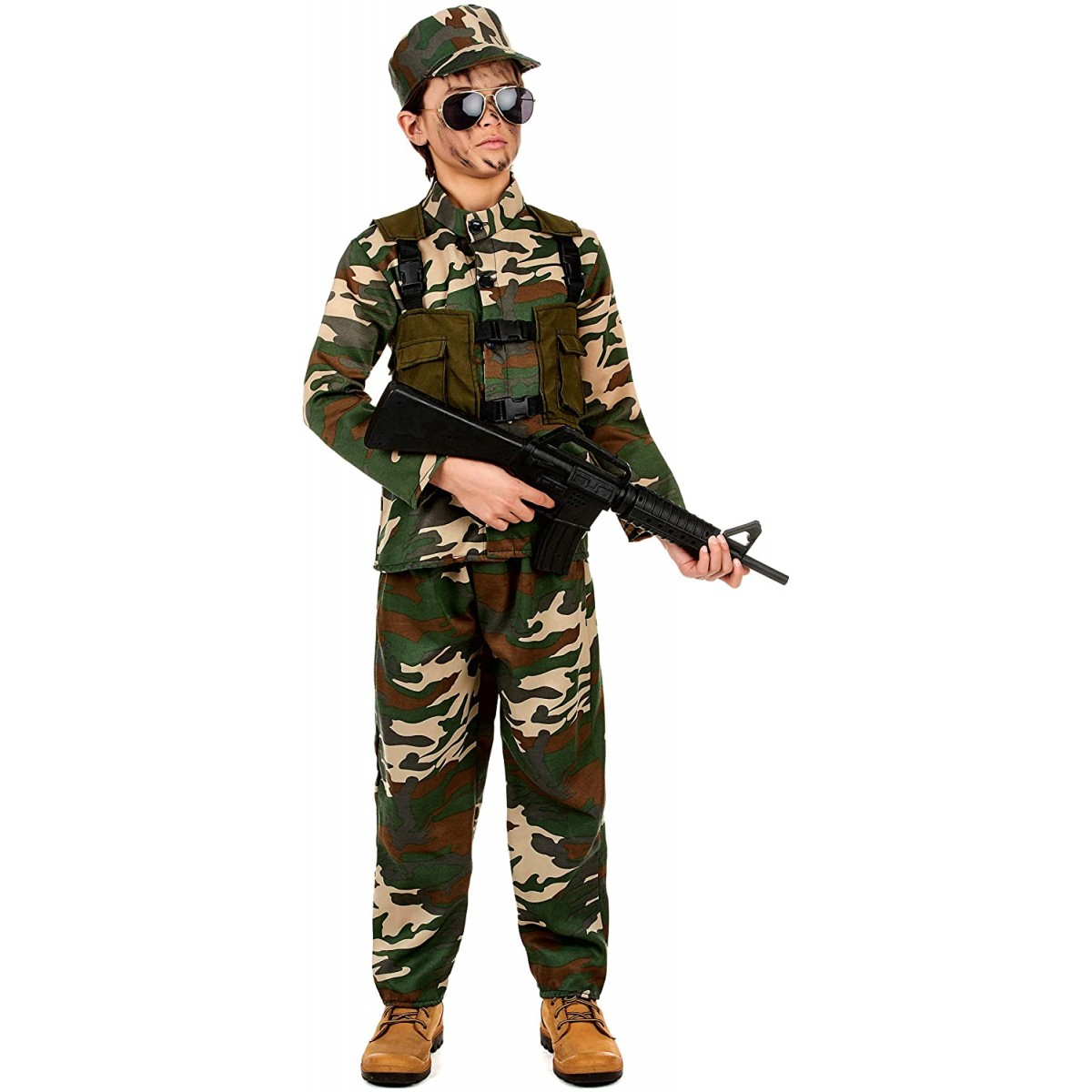 Costume soldato militare per bambini, travestimento mimetico