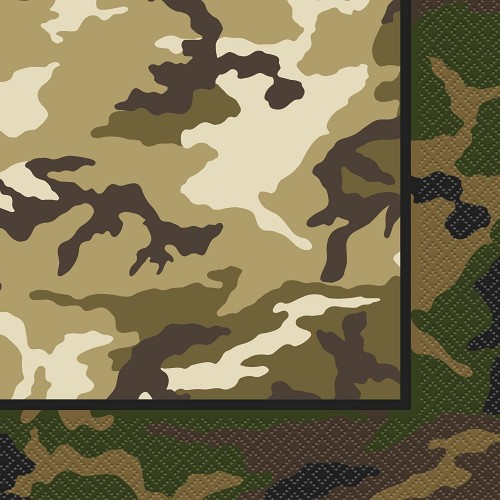 Set da 16 tovaglioli tema militare, soldati, camouflage