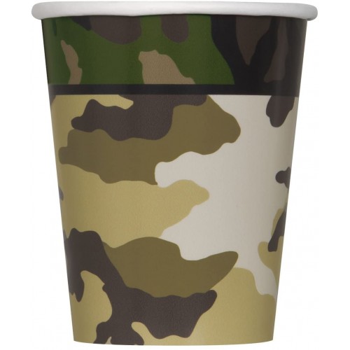 Set da 8 bicchieri tema Militare, da 266 ml, in cartoncino