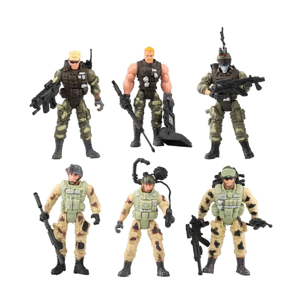 Set di 6 Action Figure Soldati da combattimento, da 10 cm