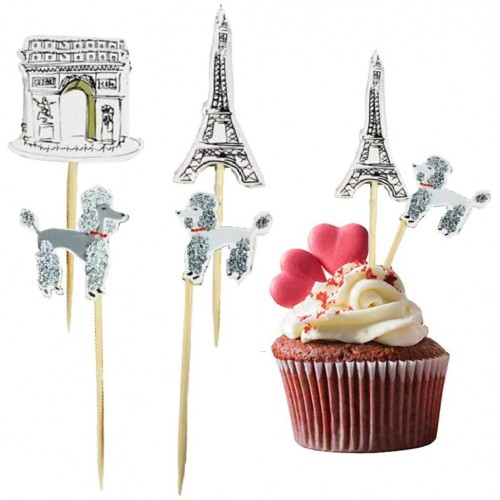 Set da 24 topper cupcake Parigi Torre Eiffel
