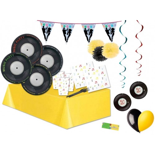 Kit per 16 bambini tema Music Party Disco 70, articoli per feste