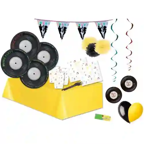 Kit per 16 bambini tema Music Party Disco 70, articoli per feste