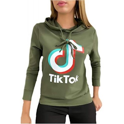 DCC - Felpa da donna tipo TIK TOK Mi-Stagione: vari colori disponibili, maglione leggero con cappuccio, idea regalo TIKTOK Ka