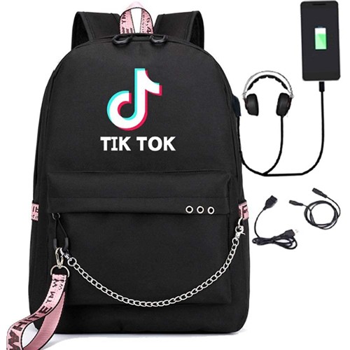 Zaino Tik Tok con Porta USB - Laptop, per la scuola