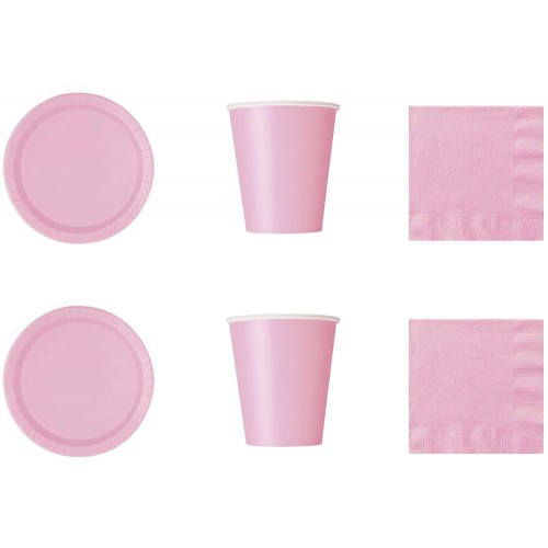 Kit per 16 persone festa rosa, Pink Party, coordinato tavola biodegradabili